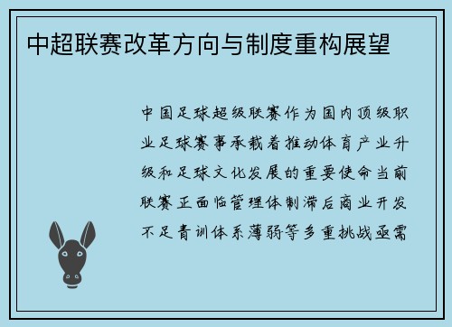 中超联赛改革方向与制度重构展望