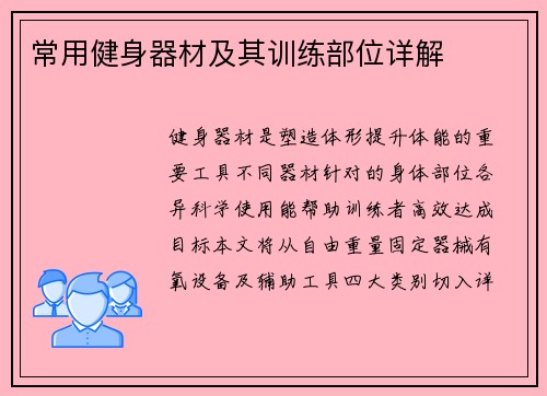 常用健身器材及其训练部位详解